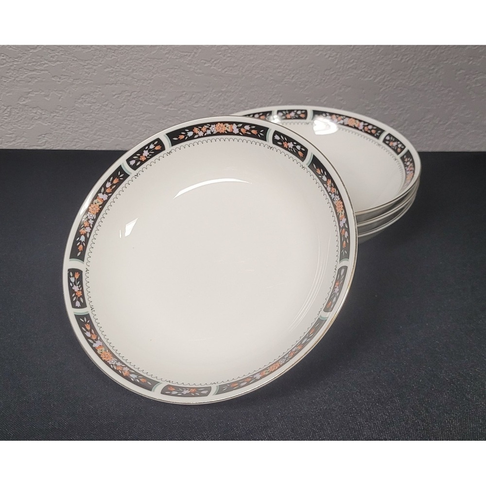 Silverie Fine China (SIV11 Pattern) Coupe Soup Bowl 7 1/2 in Set of 4 Vtg 1980s